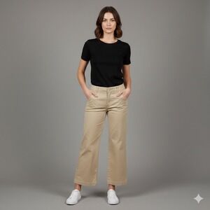 Lee Natural Straight Leg Chino Pants Womens 10 Petite Khaki Just Below The Waist